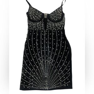 NWOT Unknown Brand Rhinestone and Pearl Dress Sheer Size S